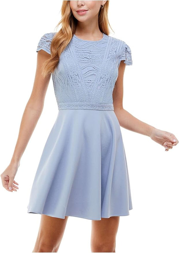Modest Sylish Blue Lace Dress