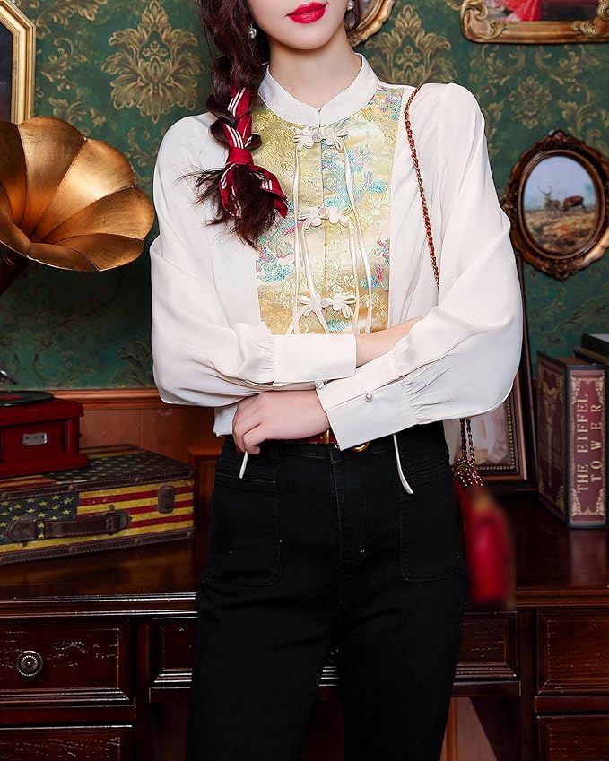 Chic Puff-Sleeve Satin Blouse – Elegant and Stylish Top for Effortless Glamour